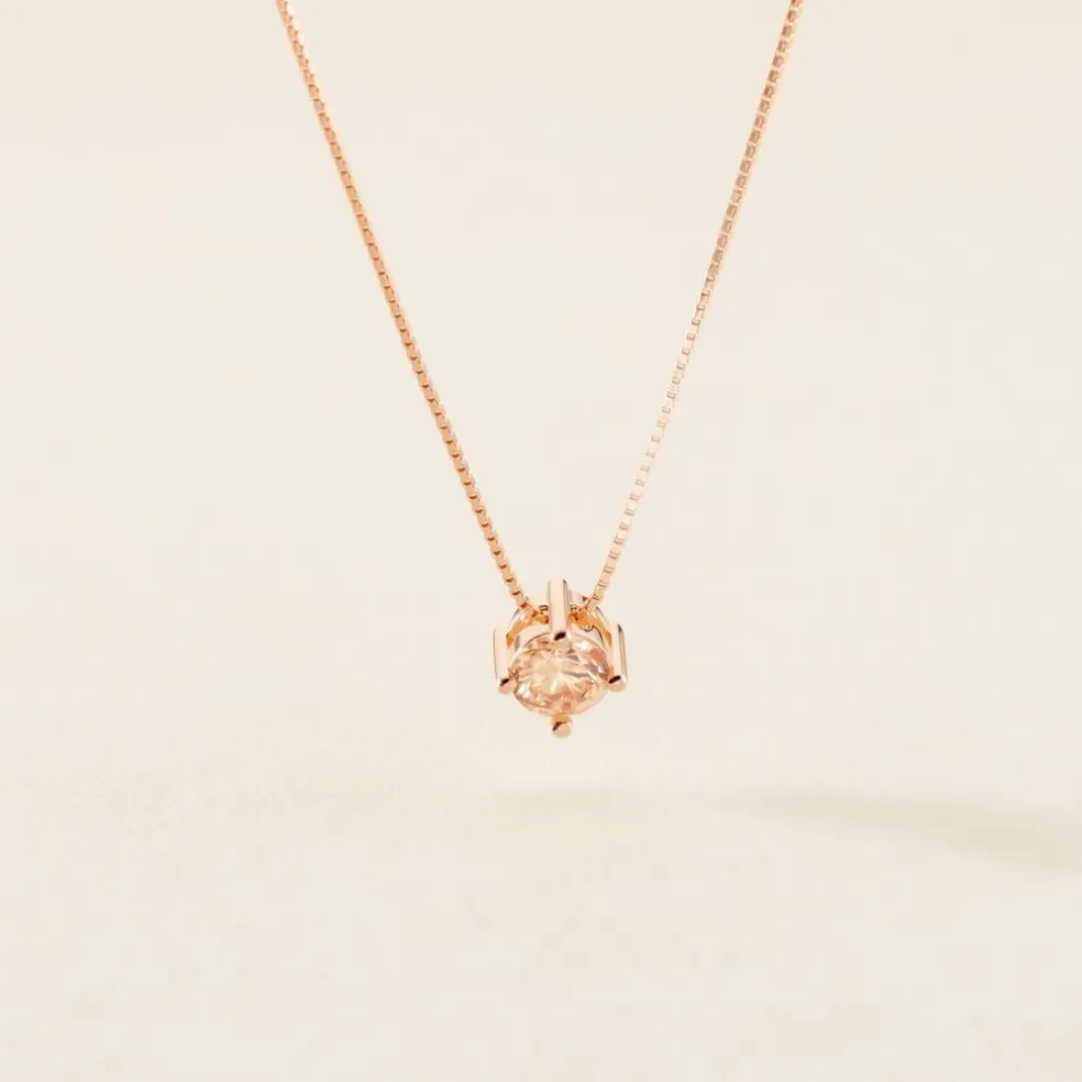 Collier Solitaire Argent Rose Rio Santa Teresa Oxyde De Zirconium