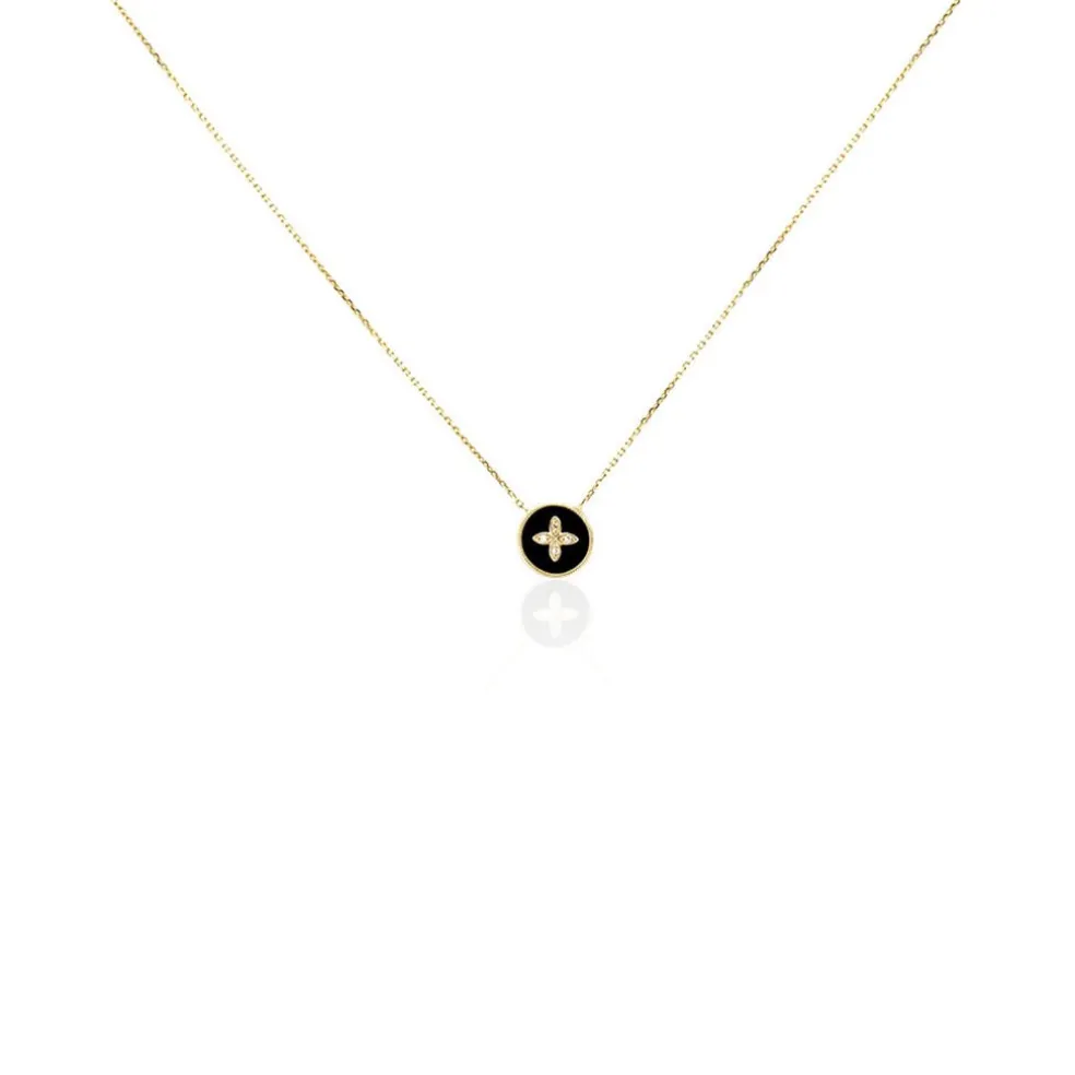Collier Talisman Or Jaune Agate Diamant