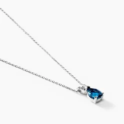 Collier Teresa Or Blanc Topaze Et Diamant