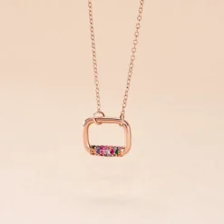 Collier Urban Call Argent Rose Pierre De Synthese Oxyde De Zirconium