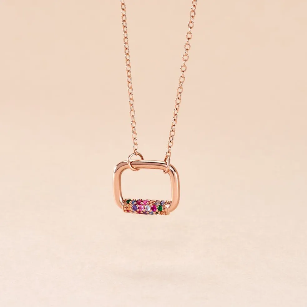Collier Urban Call Argent Rose Pierre De Synthese Oxyde De Zirconium