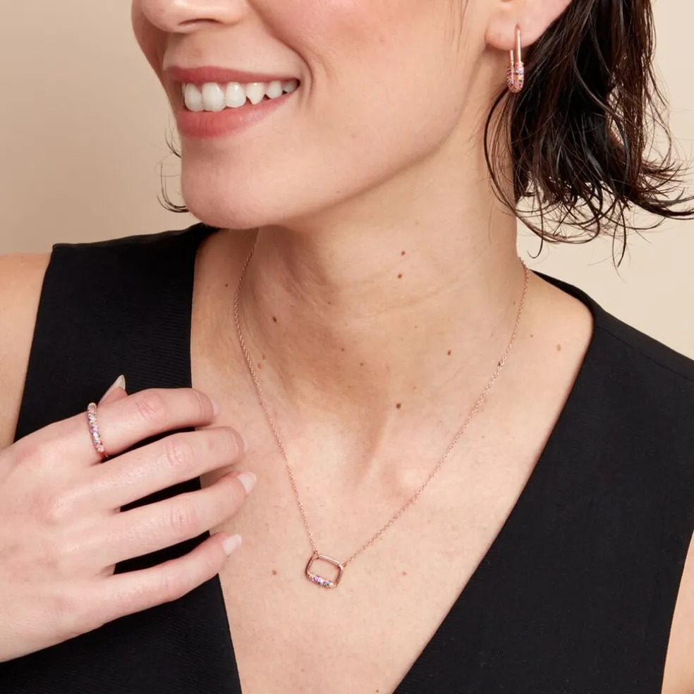 Collier Urban Call Argent Rose Pierre De Synthese Oxyde De Zirconium