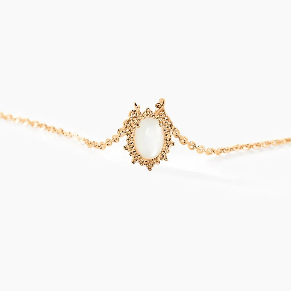 Collier Vintage Love Plaqué Or Jaune Pierre De Lune