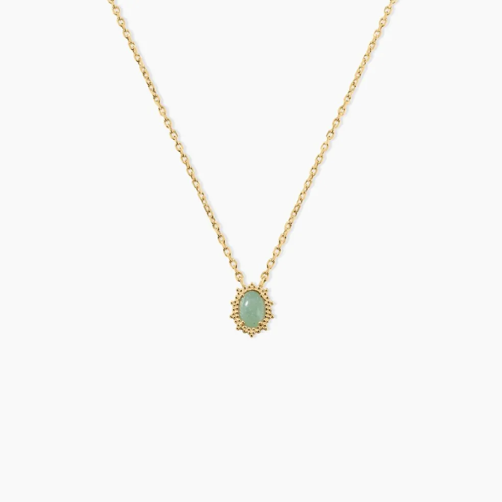 Collier Vintage Love Plaqué Or Jaune Aventurine