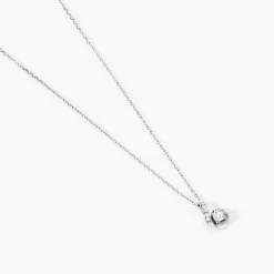 Collier Vrille Accompagnee Or Blanc Diamant