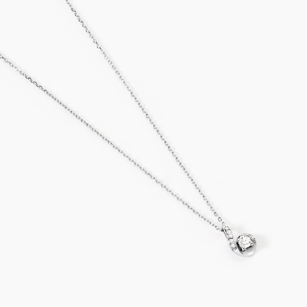 Collier Vrille Accompagnee Or Blanc Diamant