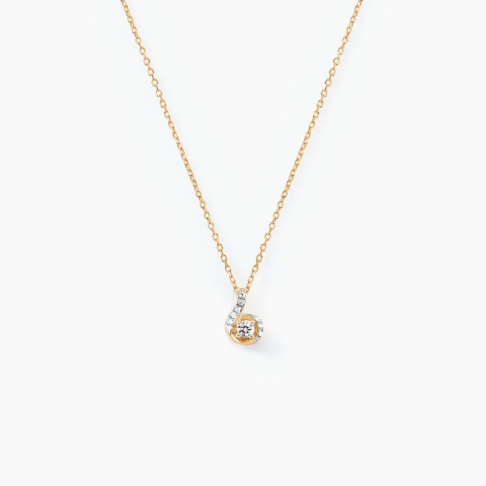 Collier Vrille Accompagnee Or Jaune Diamant