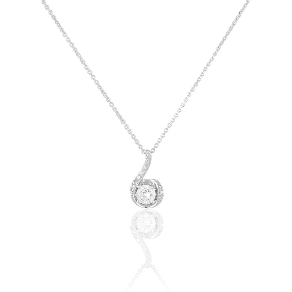 Collier Vrille Accompagnee Or Blanc Diamant