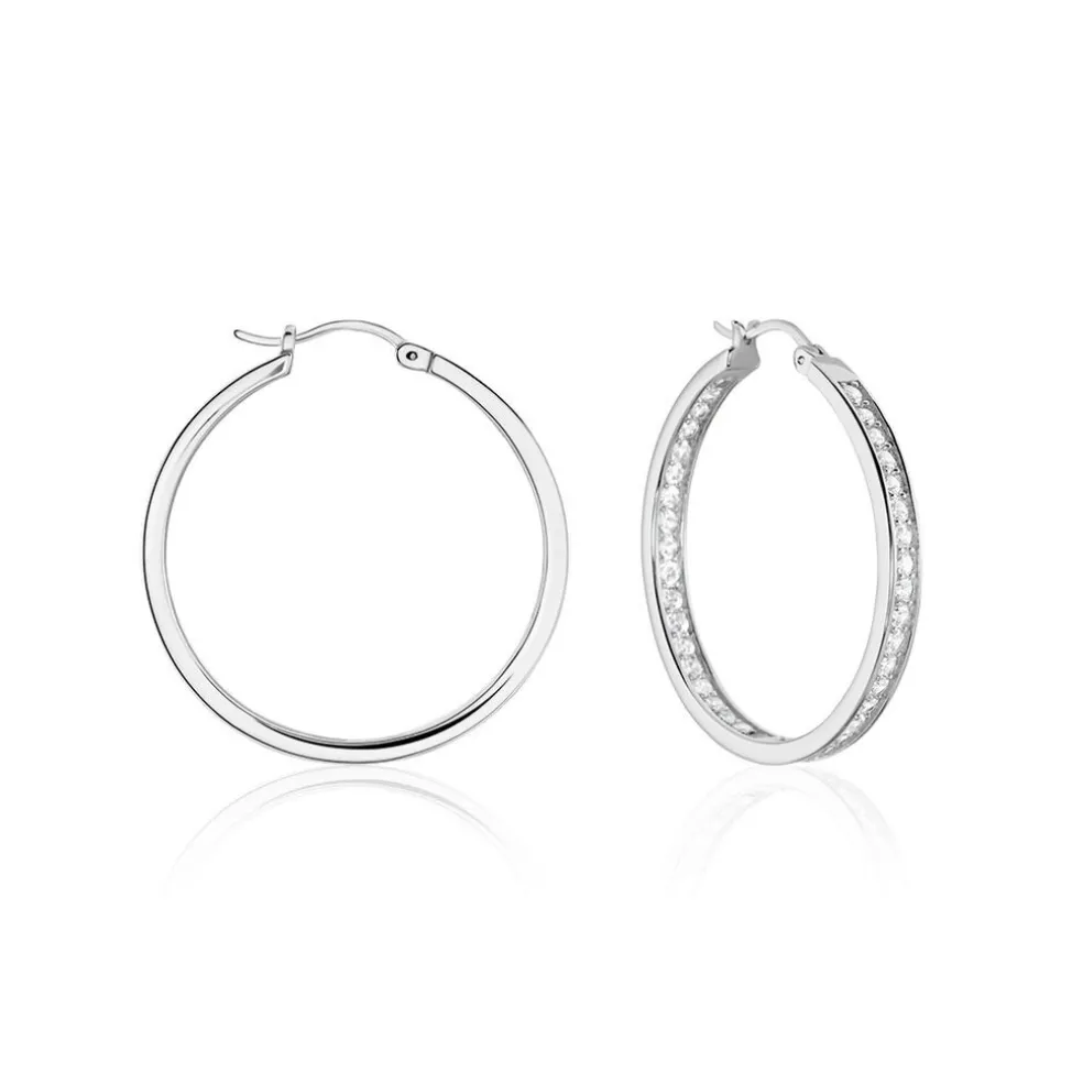 Créoles Classique Argent Blanc Django Oxyde De Zirconium