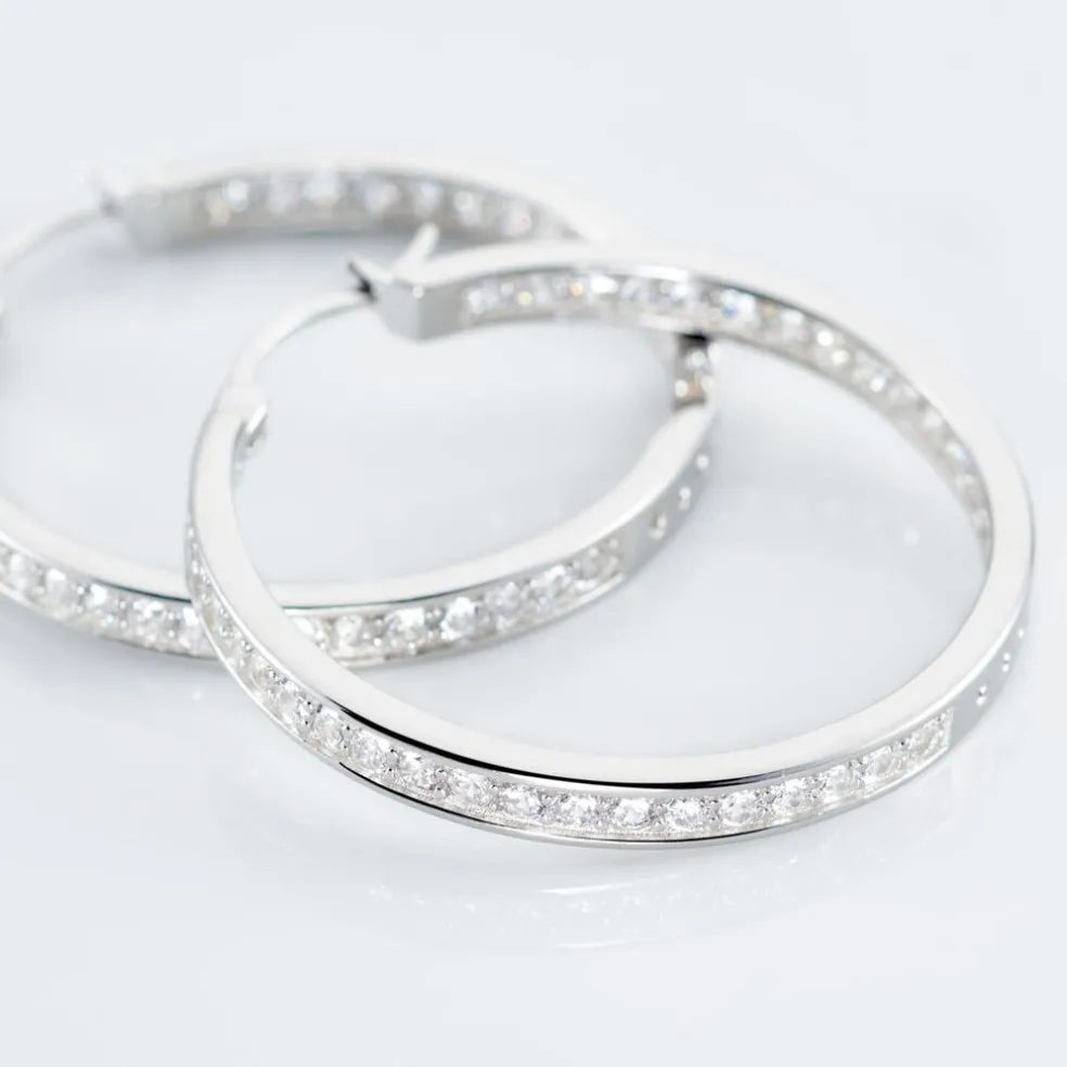 Créoles Classique Argent Blanc Django Oxyde De Zirconium