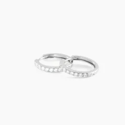 Créoles Classique Argent Blanc Jussi Oxyde De Zirconium