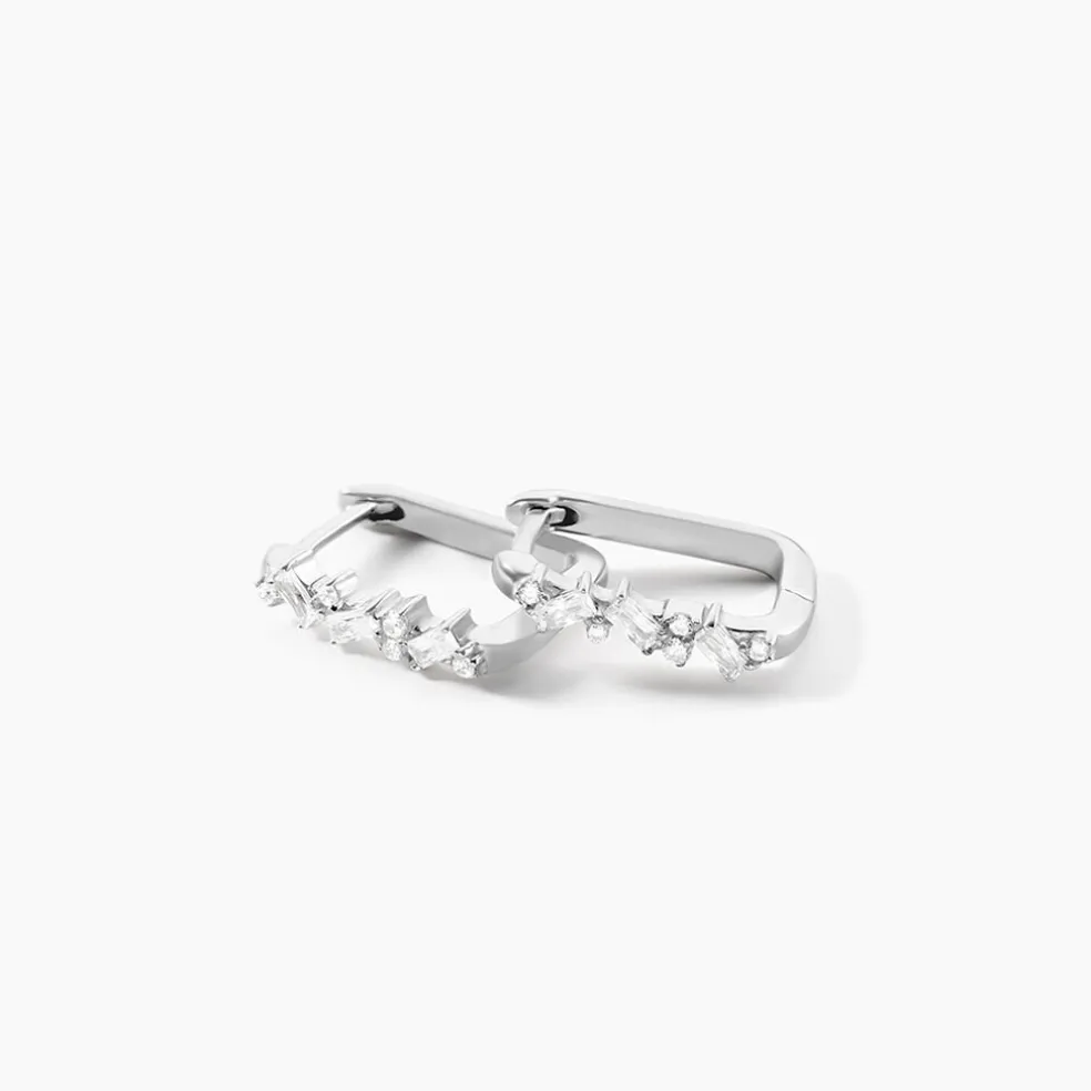 Créoles Eclat d'Aurore Argent Blanc Oxyde De Zirconium