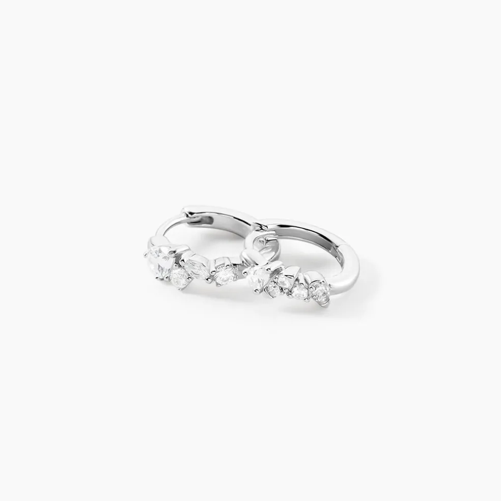 Créoles Eclat d'Aurore Argent Blanc Oxyde De Zirconium