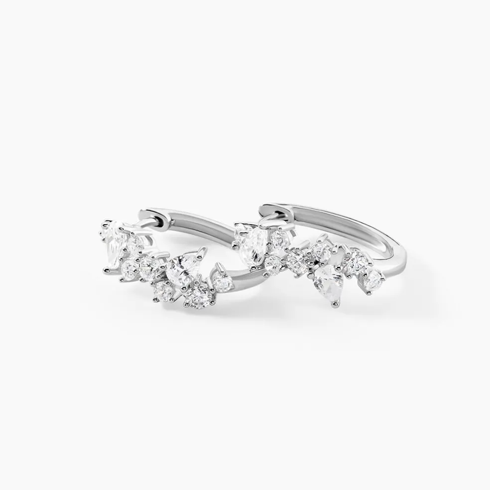 Créoles Eclat d'Aurore Argent Blanc Oxyde De Zirconium