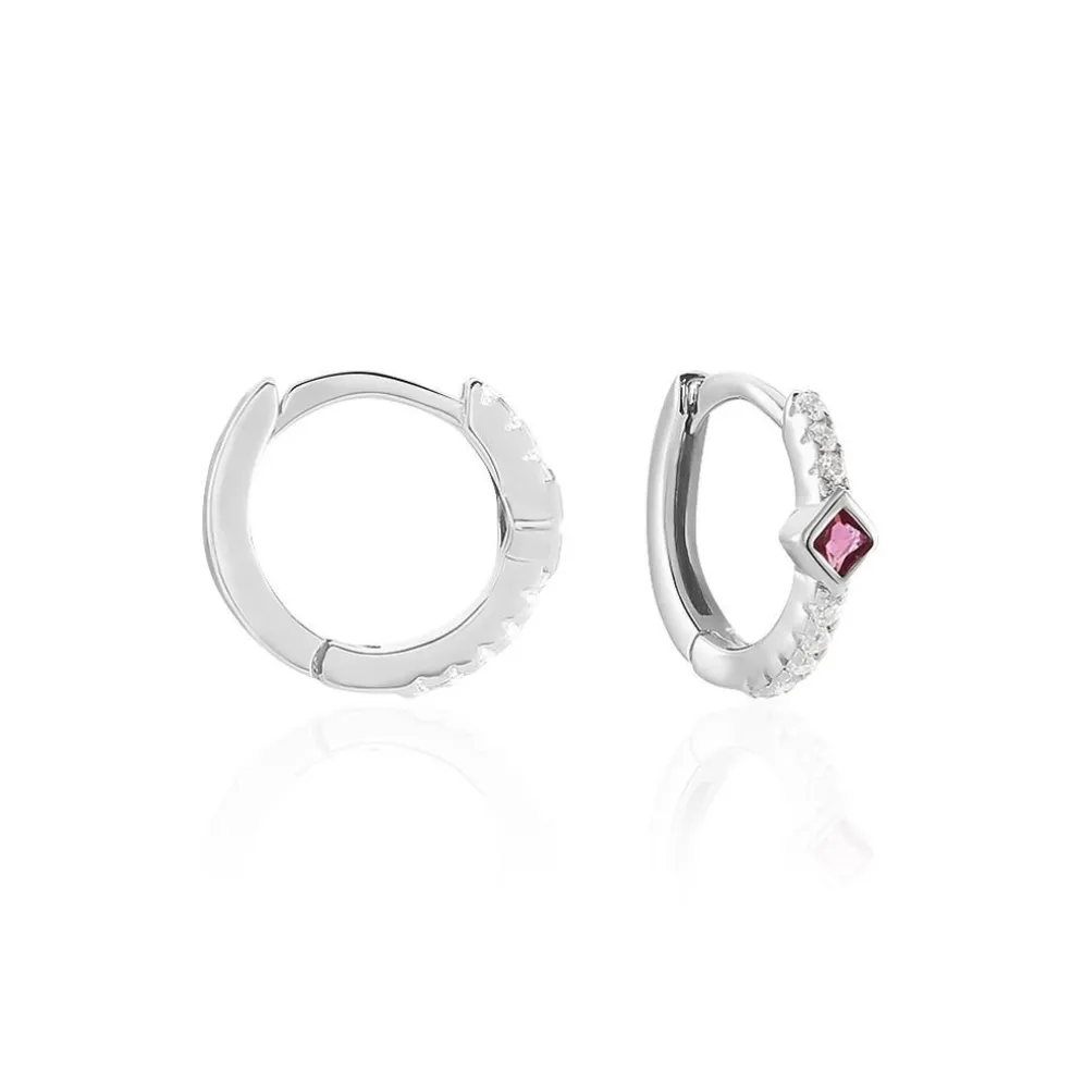 Créoles Fane Argent Rhodié Oxyde De Zirconium