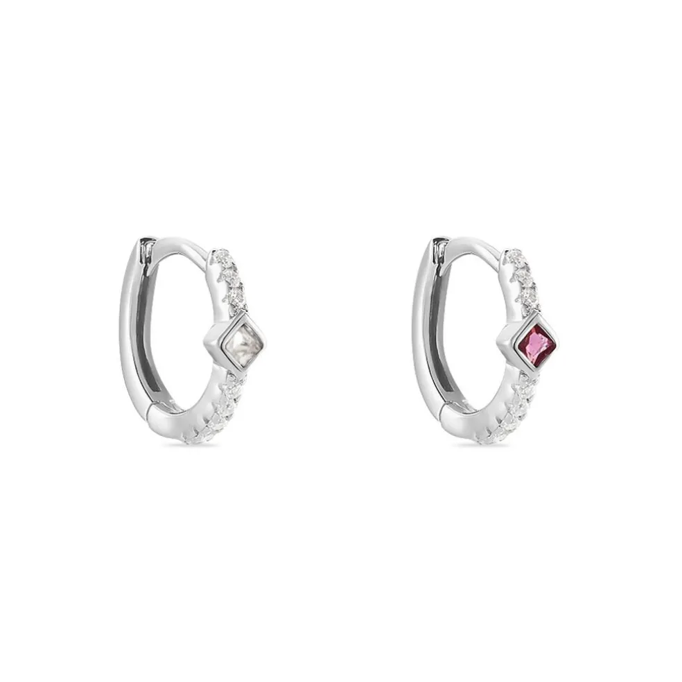Créoles Fane Argent Rhodié Oxyde De Zirconium