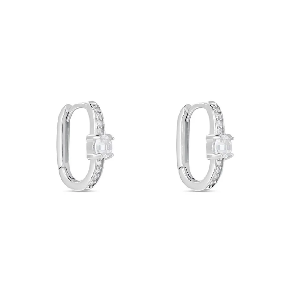 Créoles Francene Argent Blanc Oxyde De Zirconium