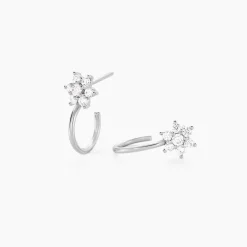 Créoles Galliane Argent Blanc Oxyde De Zirconium