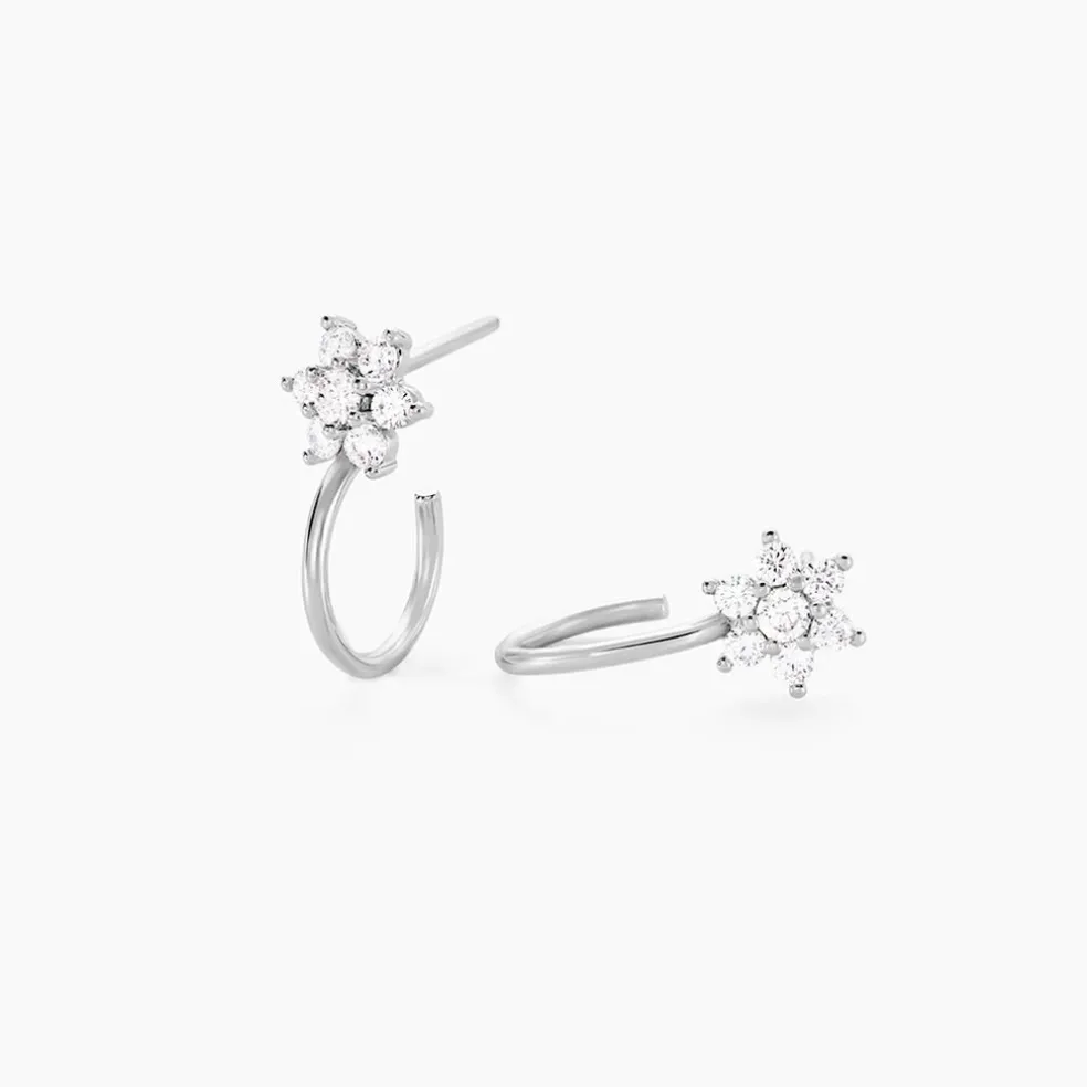 Créoles Galliane Argent Blanc Oxyde De Zirconium
