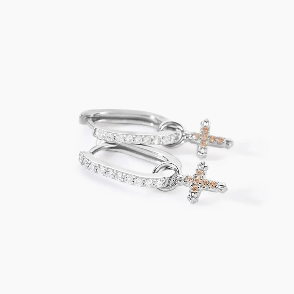 Créoles Glynis Argent Blanc Oxyde De Zirconium