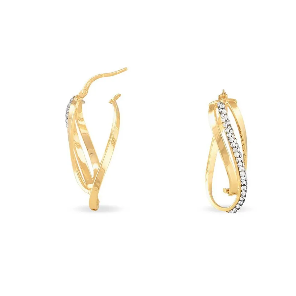 Créoles Hilharriette Or Jaune Strass