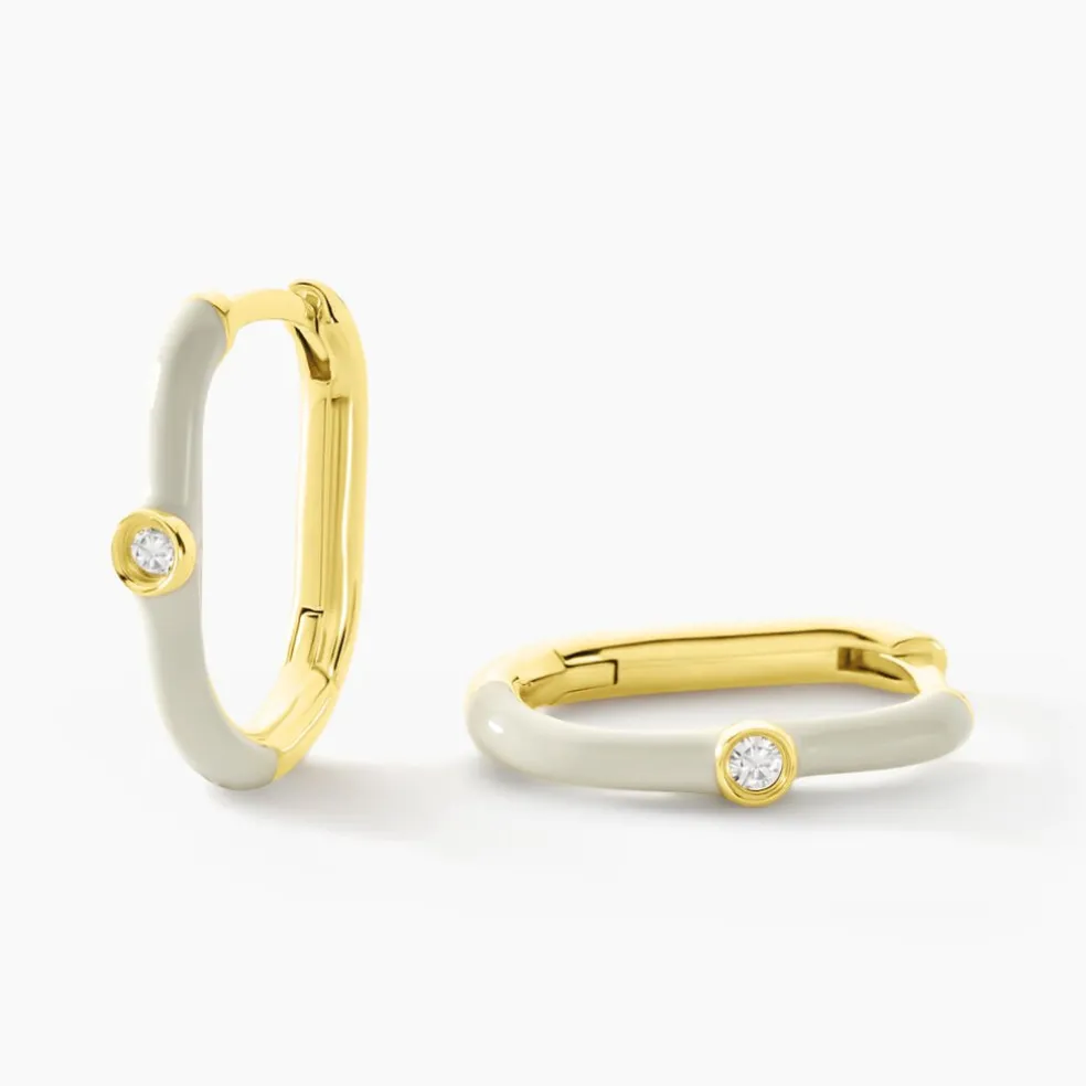 Créoles Infini Pop Argent Jaune Oxyde De Zirconium