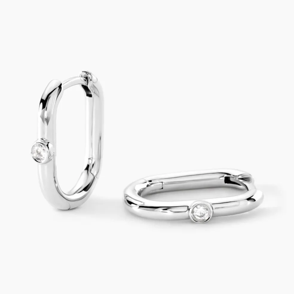 Créoles Infini Pop Argent Blanc Oxyde De Zirconium
