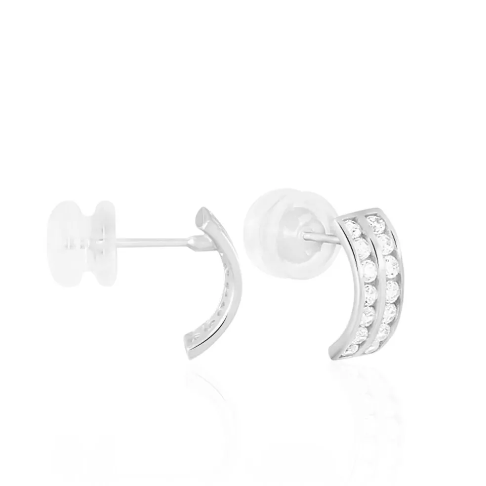 Créoles Jacobee Rondes Or Blanc Oxyde De Zirconium