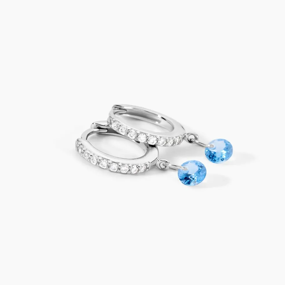 Créoles Lisenn Argent Blanc Oxyde De Zirconium