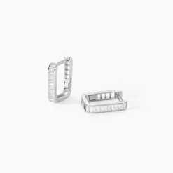Créoles Louiselle Argent Blanc Oxyde De Zirconium