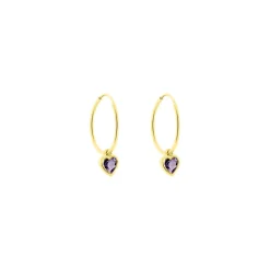 Créoles Marsie Coeur Or Jaune Amethyste