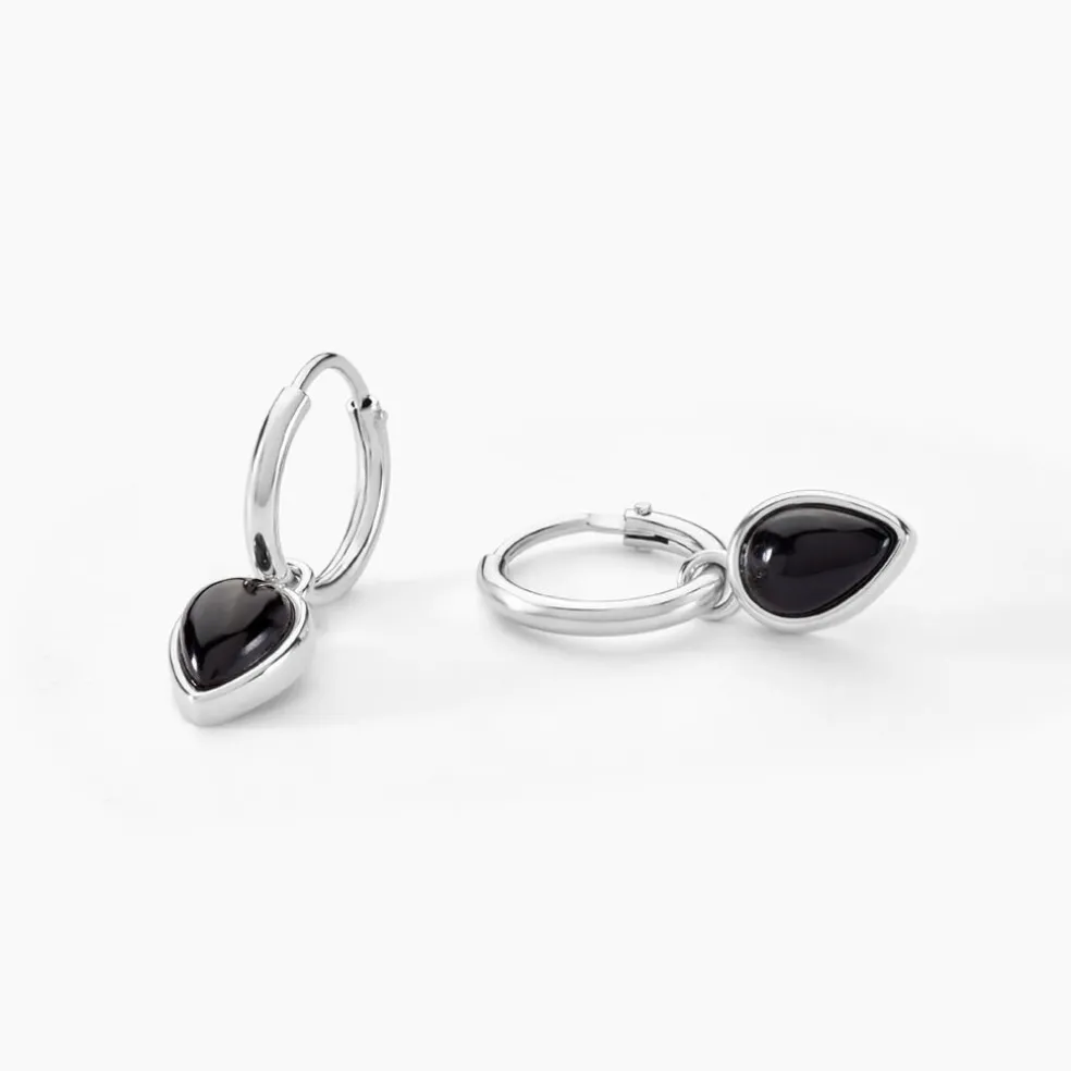 Créoles Mentissa Argent Blanc Agate