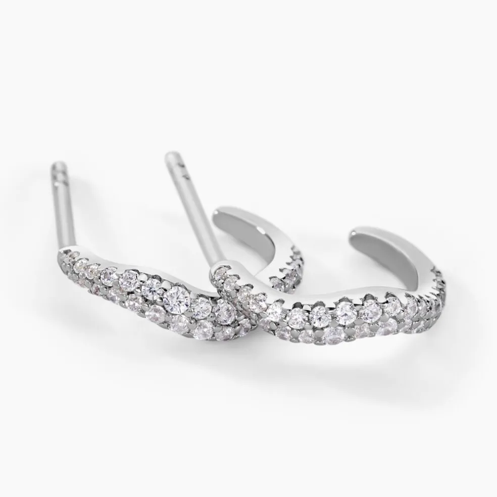 Créoles Nandie Argent Blanc Oxyde De Zirconium