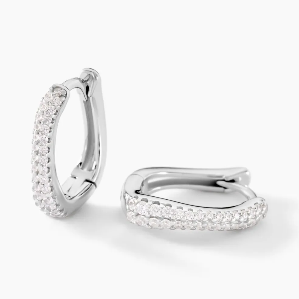 Créoles Nandie Argent Blanc Oxyde De Zirconium