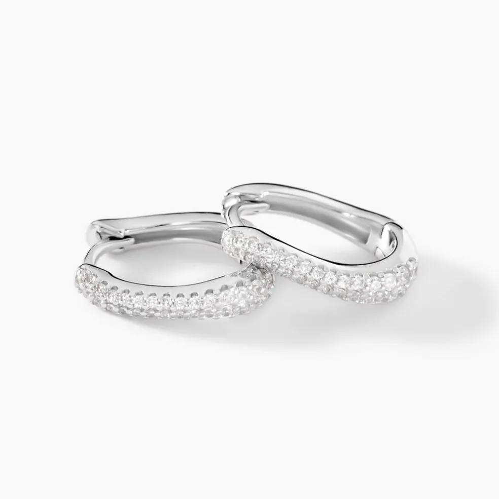 Créoles Nandie Argent Blanc Oxyde De Zirconium