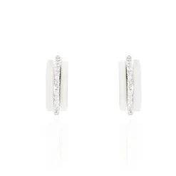 Créoles Noci Argent Blanc Céramique Et Oxyde De Zirconium