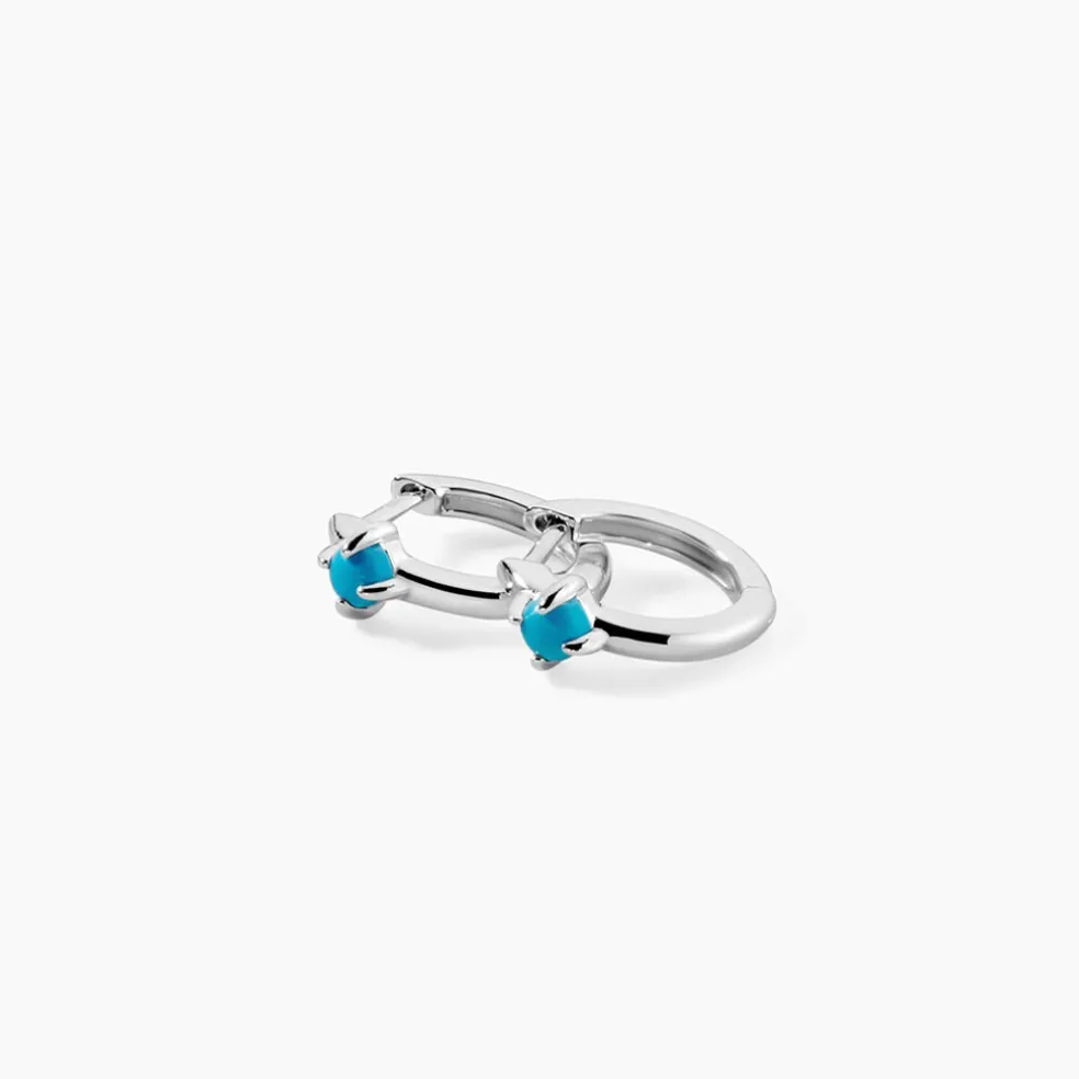 Créoles Ocean Argent Blanc Turquoise