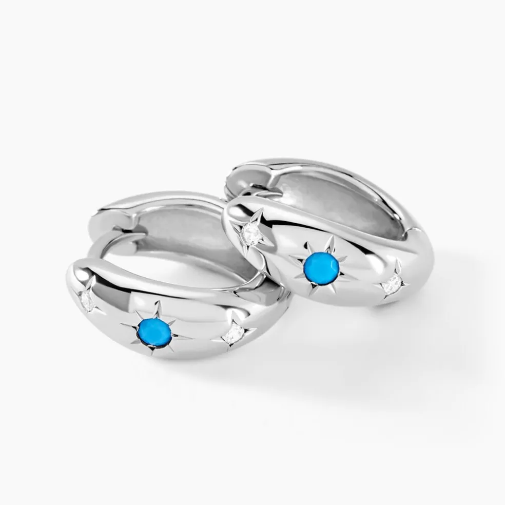Créoles Ocean Argent Blanc Oxyde De Zirconium