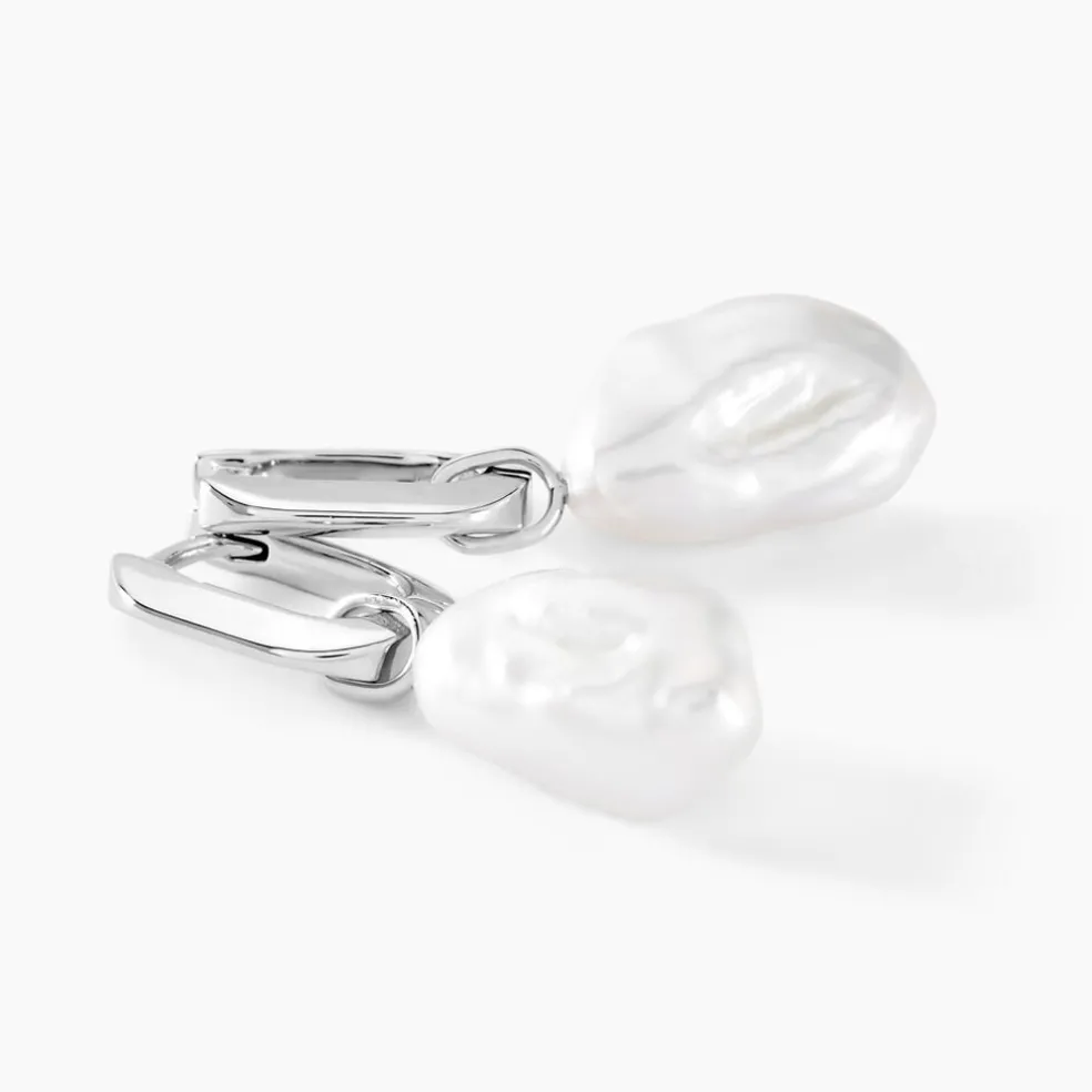 Créoles Onassis Argent Blanc Perle De Culture