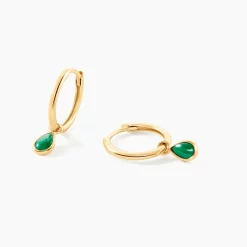 Créoles Ondée Or Jaune Malachite