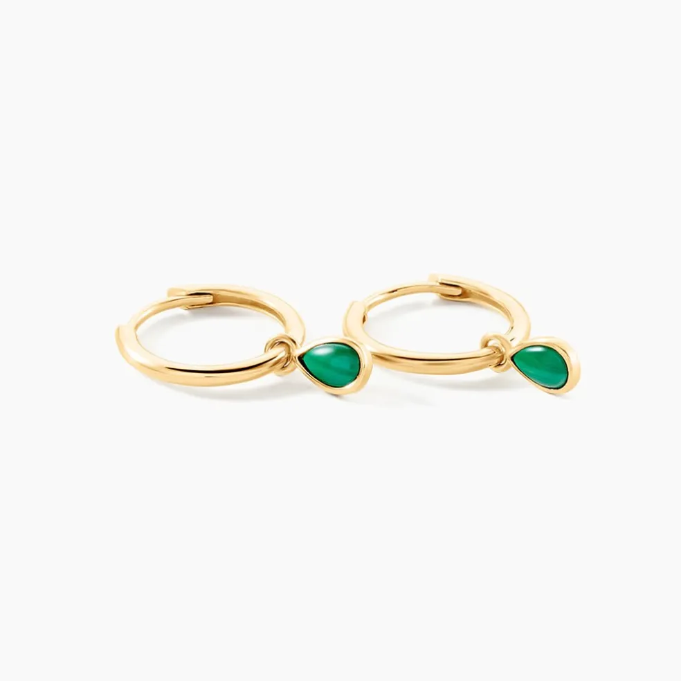 Créoles Ondée Or Jaune Malachite