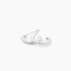 Créoles Or Blanc Brodie Oxyde De Zirconium