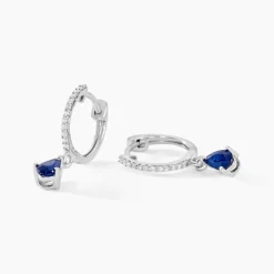 Créoles Or Blanc Saphir Et Diamants