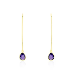 Créoles Phie Poire Or Jaune Amethyste