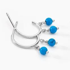 Créoles Riona Argent Blanc Turquoise