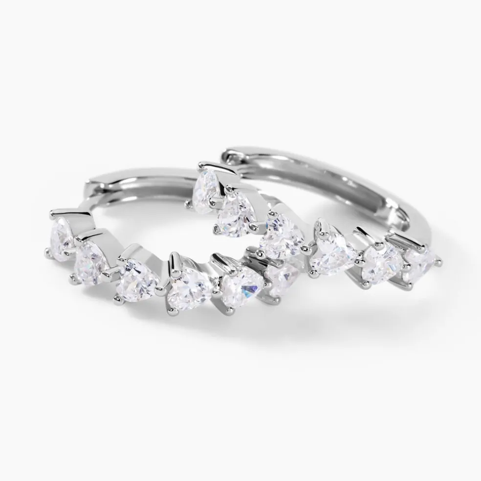 Créoles Roanne Argent Blanc Oxyde De Zirconium