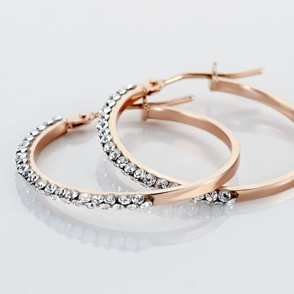 Créoles Sandrine Or Rose Strass