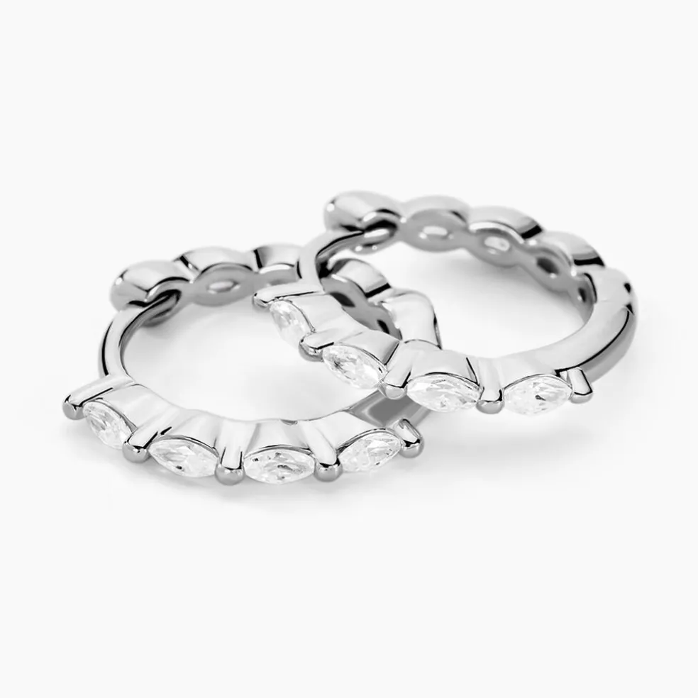Créoles Servane Argent Blanc Oxyde De Zirconium