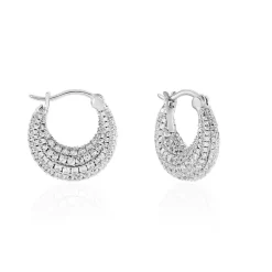 Créoles Sofia Argent Blanc Oxyde De Zirconium