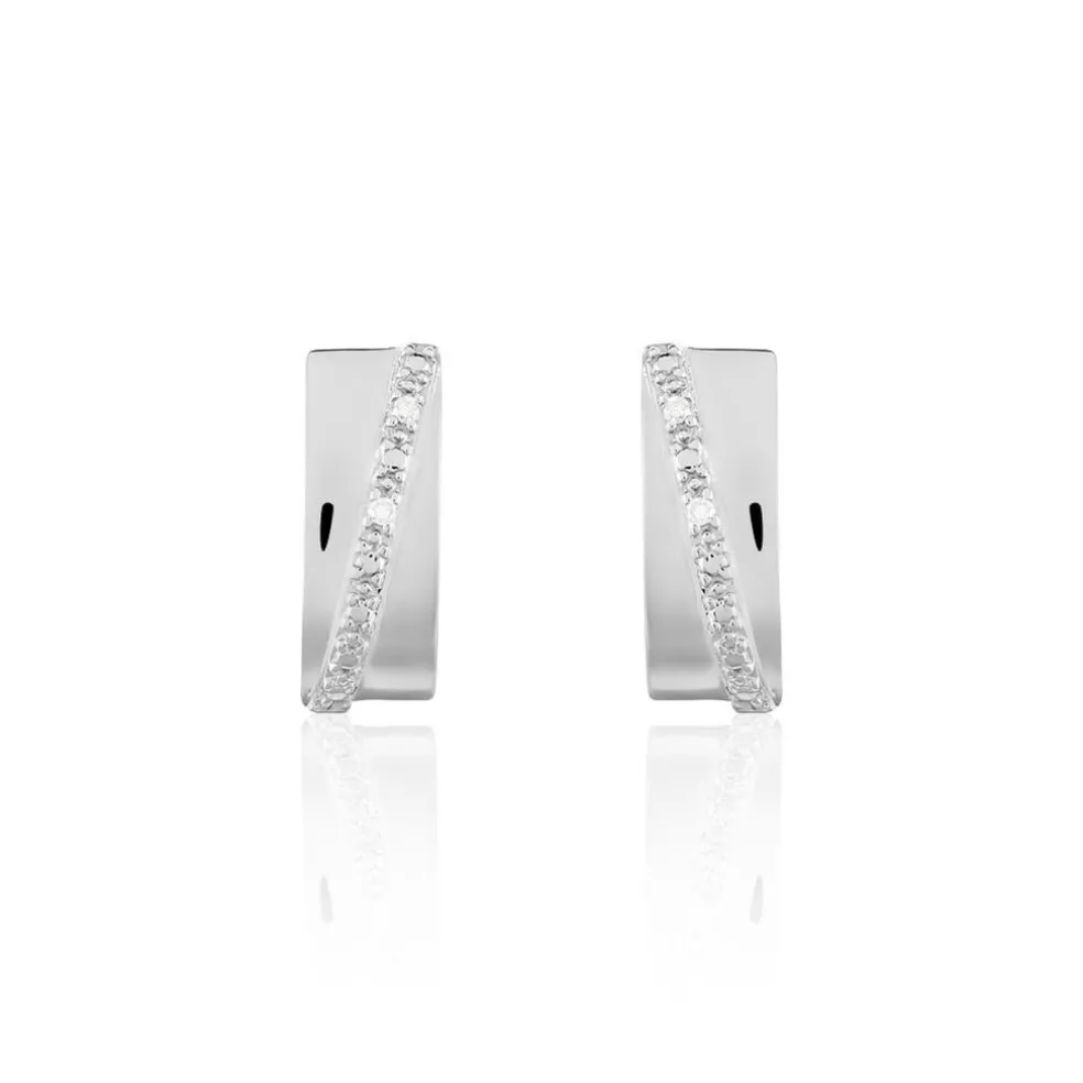 Créoles Timira Rondes Or Blanc Diamant